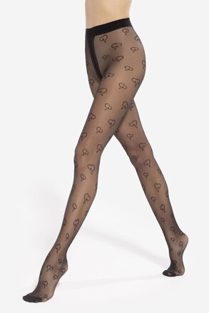 Schwarze Strumpfhose mit Herzen LOVELY 10 20 DEN Gatta